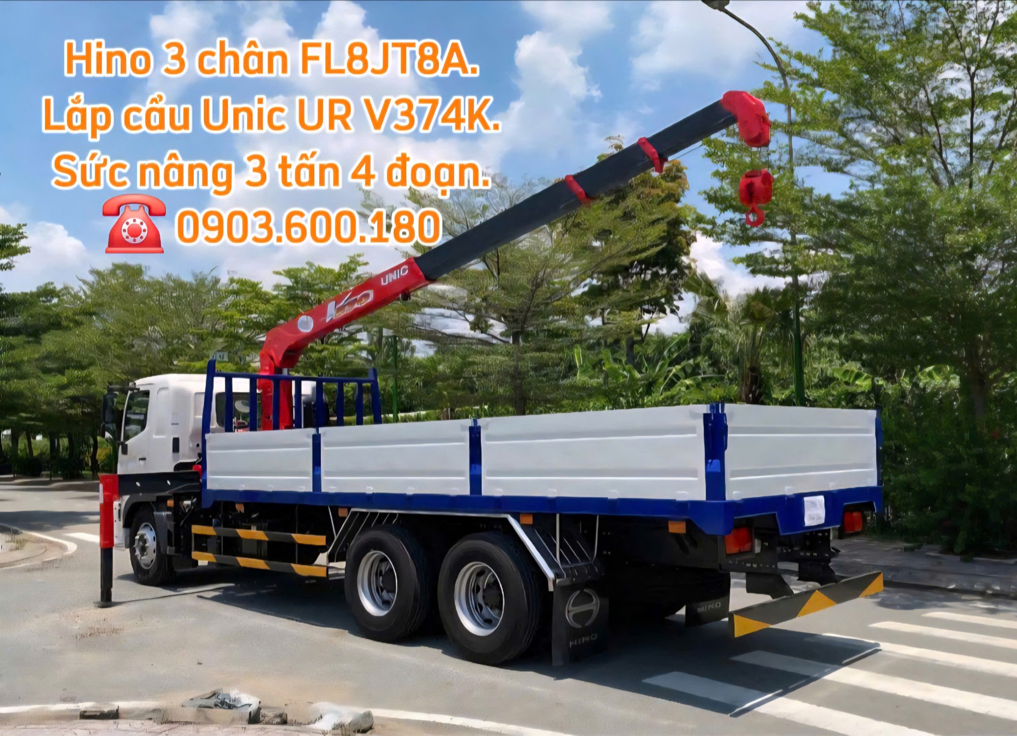 Xe Tải Cẩu Hino  FL lắp cẩu Unic 3 tấn 
